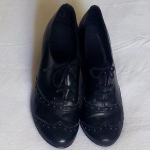 Women's Cuban Heal Retro Boot Pumps (Black)